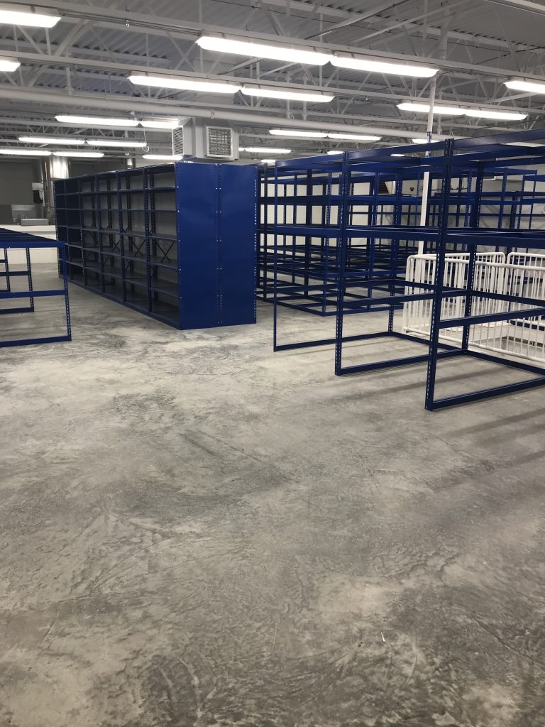 Borroughs Rivet Span shelving, edge shelving, Emich Volkswagen, Modular Drawers, Pflow, Rivet Span shelving, Span shelving, WSH, Shelving